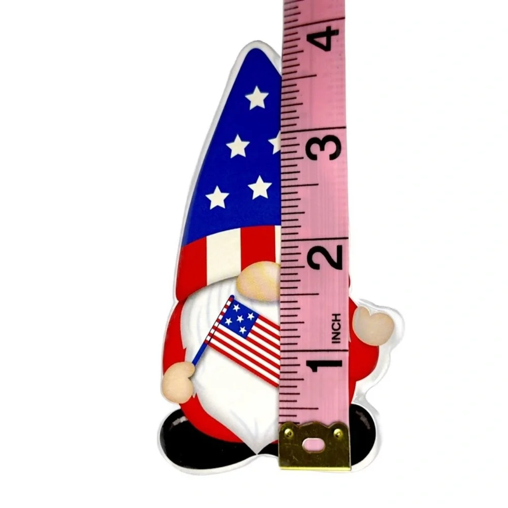 Handcrafted Patriotic Heart Beaded Garland & Gnome Shelf Decor 4 piece set